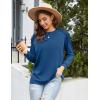 imageZeagoo Tunic Tops for Women 2025 Spring Long Sleeve Shirts Dressy Casual Crewneck Pleated Cute Tops Side Split SweatshirtsNavy Blue