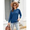 imageZeagoo Tunic Tops for Women 2025 Spring Long Sleeve Shirts Dressy Casual Crewneck Pleated Cute Tops Side Split SweatshirtsNavy Blue