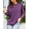 imageZeagoo Tunic Tops for Women 2025 Spring Long Sleeve Shirts Dressy Casual Crewneck Pleated Cute Tops Side Split SweatshirtsPurple