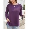 imageZeagoo Tunic Tops for Women 2025 Spring Long Sleeve Shirts Dressy Casual Crewneck Pleated Cute Tops Side Split SweatshirtsPurple