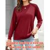 imageZeagoo Tunic Tops for Women 2025 Spring Long Sleeve Shirts Dressy Casual Crewneck Pleated Cute Tops Side Split SweatshirtsWine Red