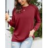 imageZeagoo Tunic Tops for Women 2025 Spring Long Sleeve Shirts Dressy Casual Crewneck Pleated Cute Tops Side Split SweatshirtsWine Red