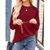 imageZeagoo Tunic Tops for Women 2025 Spring Long Sleeve Shirts Dressy Casual Crewneck Pleated Cute Tops Side Split SweatshirtsWine Red