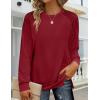 imageZeagoo Tunic Tops for Women 2025 Spring Long Sleeve Shirts Dressy Casual Crewneck Pleated Cute Tops Side Split SweatshirtsWine Red