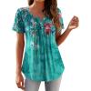 imageZeagoo Women Tunic Tops Dressy Casual Summer Short Sleeve Shirts Floral Loose Fit Pleated Boho Top SXXLBf111