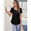 imageZeagoo Women Tunic Tops Dressy Casual Summer Short Sleeve Shirts Floral Loose Fit Pleated Boho Top SXXLBlack