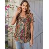 imageZeagoo Women Tunic Tops Dressy Casual Summer Short Sleeve Shirts Floral Loose Fit Pleated Boho Top SXXLMz721