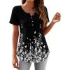 imageZeagoo Women Tunic Tops Dressy Casual Summer Short Sleeve Shirts Floral Loose Fit Pleated Boho Top SXXLSf100