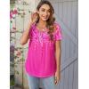 imageZeagoo Women Tunic Tops Dressy Casual Summer Short Sleeve Shirts Floral Loose Fit Pleated Boho Top SXXLXh405
