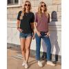 imageZeagoo Womens TShirts Short Sleeve Tops Summer Casual Blouse Crew Neck Basic Shirt 2 Pack Loose Fit TeeBlack wine Red