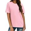 imageZeagoo Womens TShirts Short Sleeve Tops Summer Casual Blouse Crew Neck Basic Shirt 2 Pack Loose Fit TeeLight Green pink