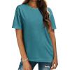 imageZeagoo Womens TShirts Short Sleeve Tops Summer Casual Blouse Crew Neck Basic Shirt 2 Pack Loose Fit TeePurple blue Green