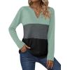 imageZeagoo Womens Waffle Shirts V Neck Long Sleeve Tops Color Block TShirts Casual Tunics 2024 Fashion Basic TeesMintCharcoalBlack