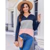 imageZeagoo Womens Waffle Shirts V Neck Long Sleeve Tops Color Block TShirts Casual Tunics 2024 Fashion Basic TeesNavy BlueGrayPink