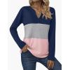 imageZeagoo Womens Waffle Shirts V Neck Long Sleeve Tops Color Block TShirts Casual Tunics 2024 Fashion Basic TeesNavy BlueGrayPink