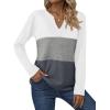 imageZeagoo Womens Waffle Shirts V Neck Long Sleeve Tops Color Block TShirts Casual Tunics 2024 Fashion Basic TeesWhiteGrayCharcoal