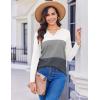 imageZeagoo Womens Waffle Shirts V Neck Long Sleeve Tops Color Block TShirts Casual Tunics 2024 Fashion Basic TeesWhiteGrayCharcoal