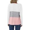 imageZeagoo Womens Waffle Shirts V Neck Long Sleeve Tops Color Block TShirts Casual Tunics 2024 Fashion Basic TeesWhiteGrayPink