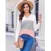imageZeagoo Womens Waffle Shirts V Neck Long Sleeve Tops Color Block TShirts Casual Tunics 2024 Fashion Basic TeesWhiteGrayPink