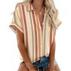 imageZeagoo Short Sleeve Summer Tops for Women Casual Button Down Shirts SolidStriped Business Work BlousesTw720