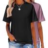 imageZeagoo Womens TShirts Short Sleeve Tops Summer Casual Blouse Crew Neck Basic Shirt 2 Pack Loose Fit TeeBbblack purple Red