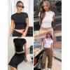 imageZeagoo Fitted T Shirts for Women 2 or 3 Piece Short Sleeve Shirts Summer Basic Crewneck Y2k TopsZblackWhite