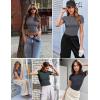 imageZeagoo Fitted T Shirts for Women 2 or 3 Piece Short Sleeve Shirts Summer Basic Crewneck Y2k TopsZdark GreyLight Grey