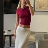 imageZeagoo Fitted T Shirts for Women 2 or 3 Piece Short Sleeve Shirts Summer Basic Crewneck Y2k TopsZnavy BlueWine Red