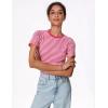 imageZeagoo Women Crewneck Slim Fitted Short Sleeve T Shirts Cute Stretchy Bodycon Basic Tee Tops1 Pink Stripe