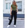 imageZeagoo Women Crewneck Slim Fitted Short Sleeve T Shirts Cute Stretchy Bodycon Basic Tee TopsArmy Green
