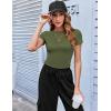 imageZeagoo Women Crewneck Slim Fitted Short Sleeve T Shirts Cute Stretchy Bodycon Basic Tee TopsArmy Green