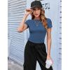 imageZeagoo Women Crewneck Slim Fitted Short Sleeve T Shirts Cute Stretchy Bodycon Basic Tee TopsBlue