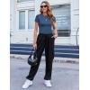 imageZeagoo Women Crewneck Slim Fitted Short Sleeve T Shirts Cute Stretchy Bodycon Basic Tee TopsBlue
