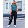 imageZeagoo Women Crewneck Slim Fitted Short Sleeve T Shirts Cute Stretchy Bodycon Basic Tee TopsLake Blue