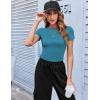 imageZeagoo Women Crewneck Slim Fitted Short Sleeve T Shirts Cute Stretchy Bodycon Basic Tee TopsLake Blue
