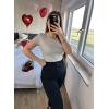 imageZeagoo Women Crewneck Slim Fitted Short Sleeve T Shirts Cute Stretchy Bodycon Basic Tee TopsLight Grey
