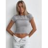 imageZeagoo Women Crewneck Slim Fitted Short Sleeve T Shirts Cute Stretchy Bodycon Basic Tee TopsLight Grey