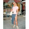 imageZeagoo Women Crewneck Slim Fitted Short Sleeve T Shirts Cute Stretchy Bodycon Basic Tee TopsPink