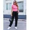 imageZeagoo Women Crewneck Slim Fitted Short Sleeve T Shirts Cute Stretchy Bodycon Basic Tee TopsRose Red