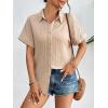 imageZeagoo Womens Button Down Shirts Casual Short Sleeve Dress Shirt Textured Collared Summer Work BlouseChampagne