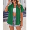 imageZeagoo Womens Button Down Shirts Casual Short Sleeve Dress Shirt Textured Collared Summer Work BlouseEvergreen