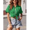 imageZeagoo Womens Button Down Shirts Casual Short Sleeve Dress Shirt Textured Collared Summer Work BlouseEvergreen