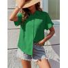imageZeagoo Womens Button Down Shirts Casual Short Sleeve Dress Shirt Textured Collared Summer Work BlouseEvergreen