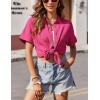 imageZeagoo Womens Button Down Shirts Casual Short Sleeve Dress Shirt Textured Collared Summer Work BlouseHot Pink