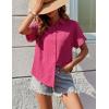 imageZeagoo Womens Button Down Shirts Casual Short Sleeve Dress Shirt Textured Collared Summer Work BlouseHot Pink