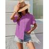 imageZeagoo Womens Button Down Shirts Casual Short Sleeve Dress Shirt Textured Collared Summer Work BlouseLavender