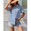 imageZeagoo Womens Button Down Shirts Casual Short Sleeve Dress Shirt Textured Collared Summer Work BlouseLight Blue