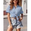 imageZeagoo Womens Button Down Shirts Casual Short Sleeve Dress Shirt Textured Collared Summer Work BlouseLight Blue