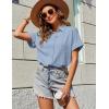 imageZeagoo Womens Button Down Shirts Casual Short Sleeve Dress Shirt Textured Collared Summer Work BlouseLight Blue