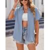 imageZeagoo Womens Button Down Shirts Casual Short Sleeve Dress Shirt Textured Collared Summer Work BlouseLight Blue